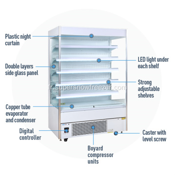 Congélateur de vitrine de réfrigérateur à refroidissement ouvert commercial